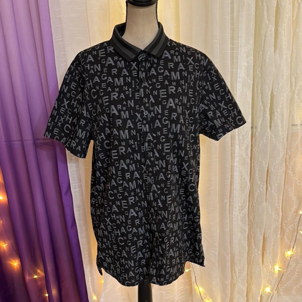 Armani Exchange Black Graphic Men's Shirt, XL - Picture 1 of 8